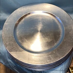 BX44 Vintage Set Of 8 Silver Home Essentials Charger Plates